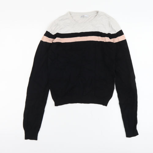 Cropp Womens Black Round Neck Viscose Pullover Jumper Size XS - Colour Block