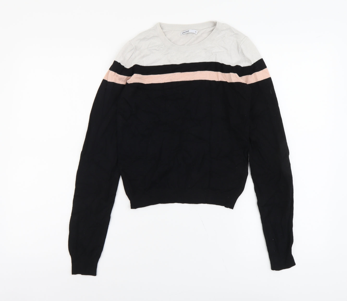 Cropp Womens Black Round Neck Viscose Pullover Jumper Size XS - Colour Block