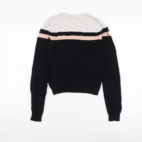 Cropp Womens Black Round Neck Viscose Pullover Jumper Size XS - Colour Block
