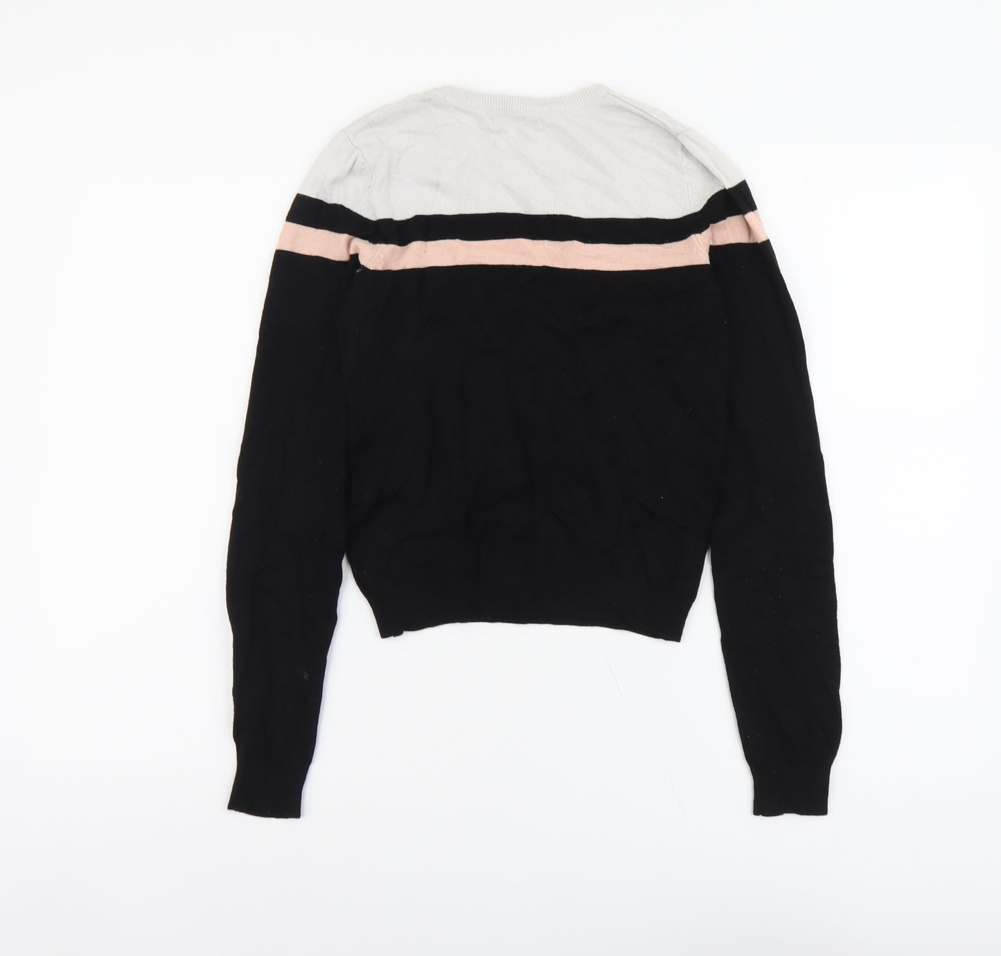 Cropp Womens Black Round Neck Viscose Pullover Jumper Size XS - Colour Block