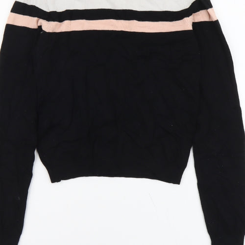 Cropp Womens Black Round Neck Viscose Pullover Jumper Size XS - Colour Block