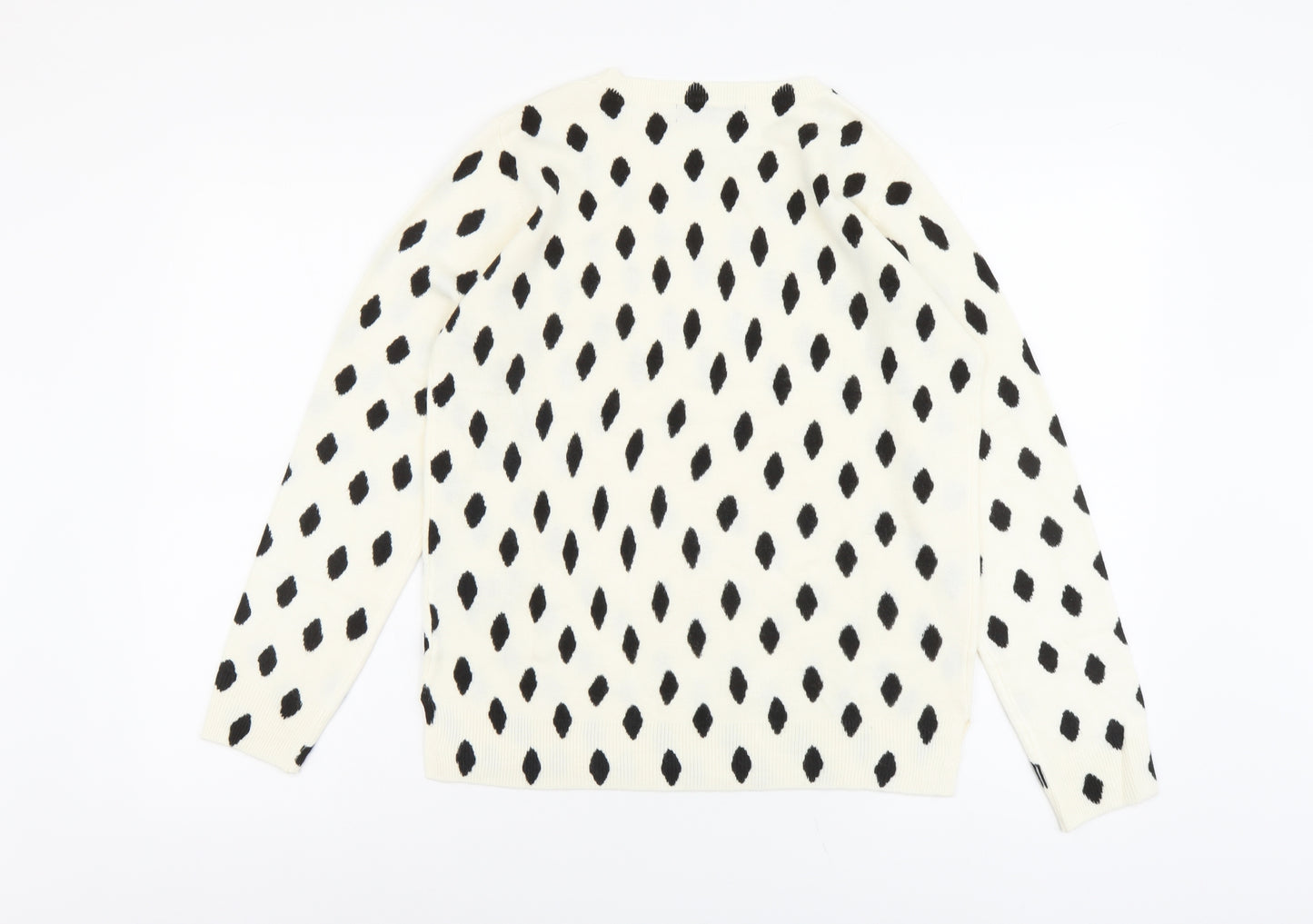 Marks and Spencer Womens Ivory Round Neck Geometric Acrylic Pullover Jumper Size 12