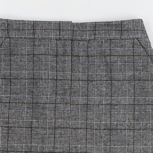 Marks and Spencer Womens Grey Plaid Polyester Straight & Pencil Skirt Size 6 Zip