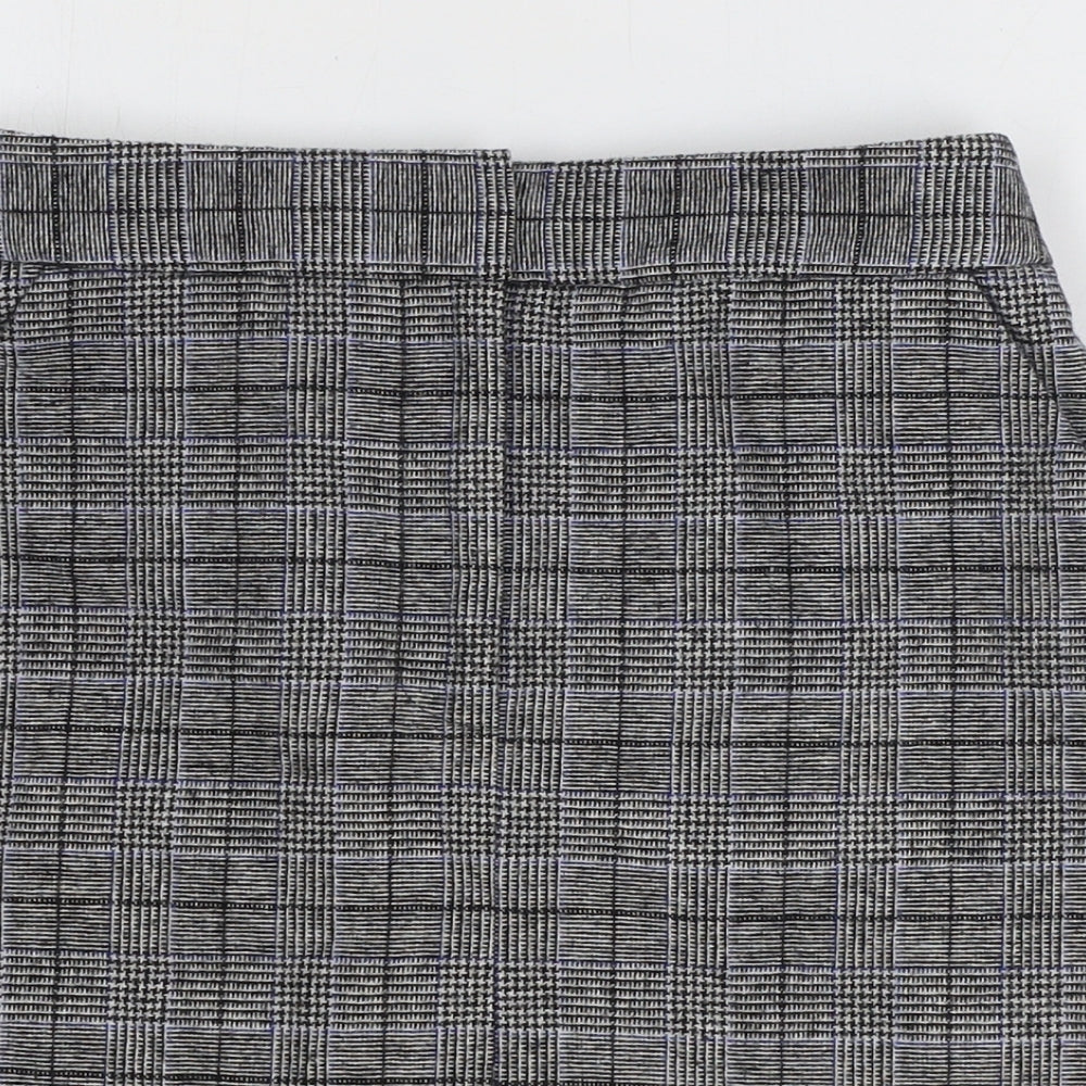 Marks and Spencer Womens Grey Plaid Polyester Straight & Pencil Skirt Size 6 Zip