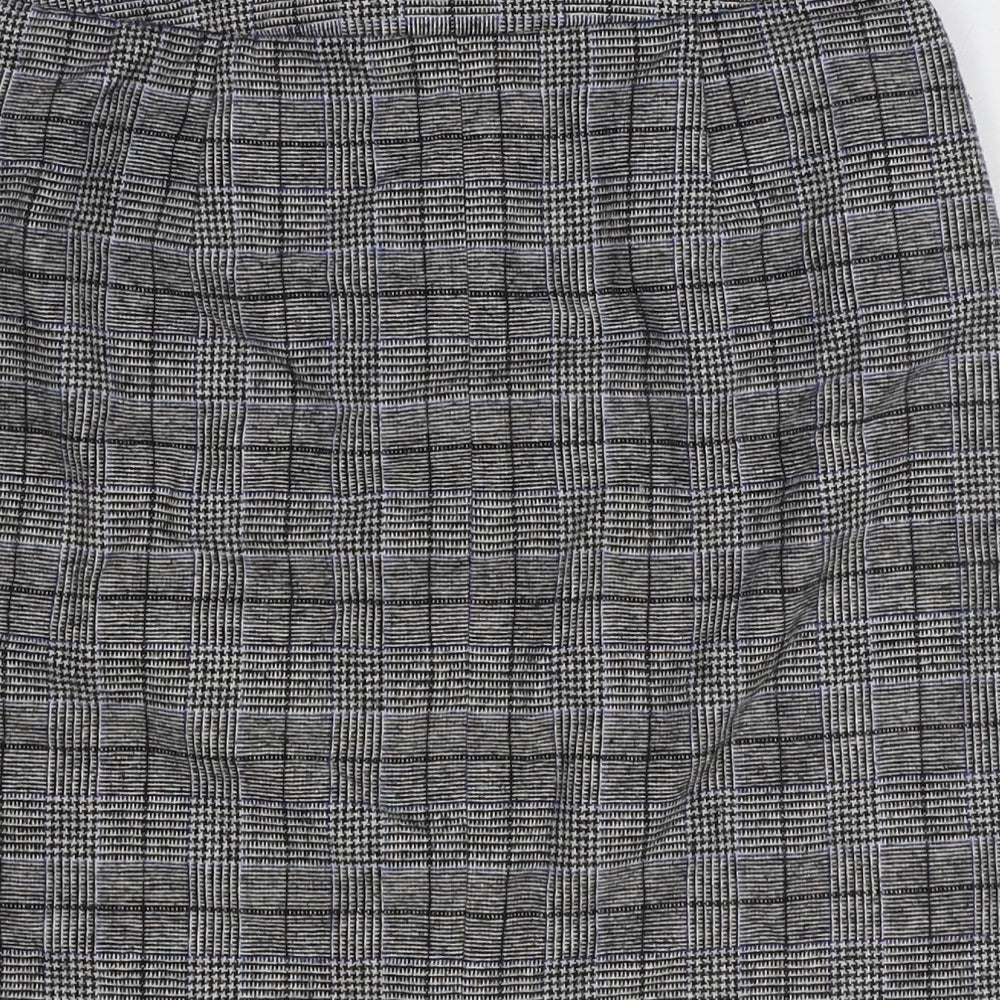 Marks and Spencer Womens Grey Plaid Polyester Straight & Pencil Skirt Size 6 Zip