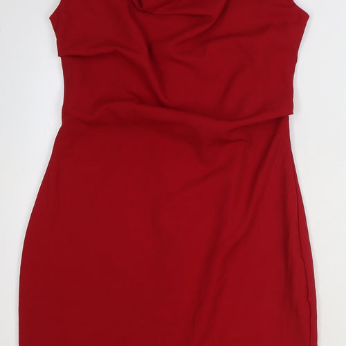 Studio N.L.E Womens Red Polyester A-Line Size 12 Cowl Neck Zip
