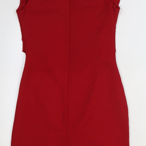 Studio N.L.E Womens Red Polyester A-Line Size 12 Cowl Neck Zip