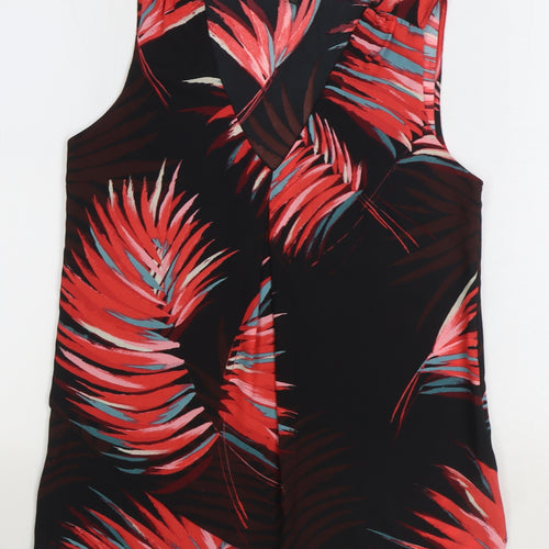 NEXT Womens Black Geometric Polyester Basic Tank Size 8 V-Neck