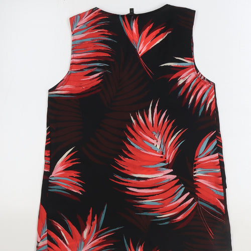 NEXT Womens Black Geometric Polyester Basic Tank Size 8 V-Neck