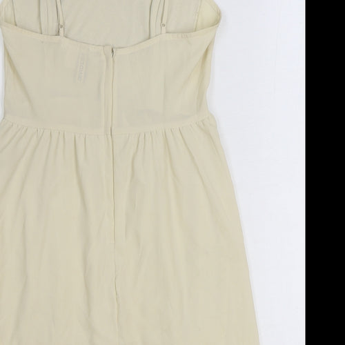 H&M Womens Ivory Polyester Fit & Flare Size 12 Sweetheart Zip