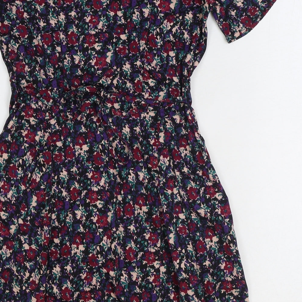 SoulCal&Co Womens Multicoloured Floral Polyester A-Line Size S Scoop Neck Button