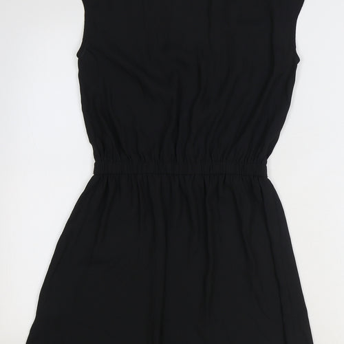 H&M Womens Black Polyester Fit & Flare Size 6 V-Neck Pullover