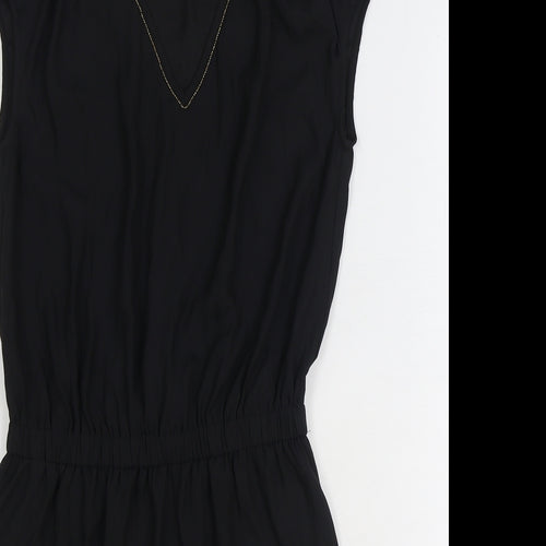 H&M Womens Black Polyester Fit & Flare Size 6 V-Neck Pullover