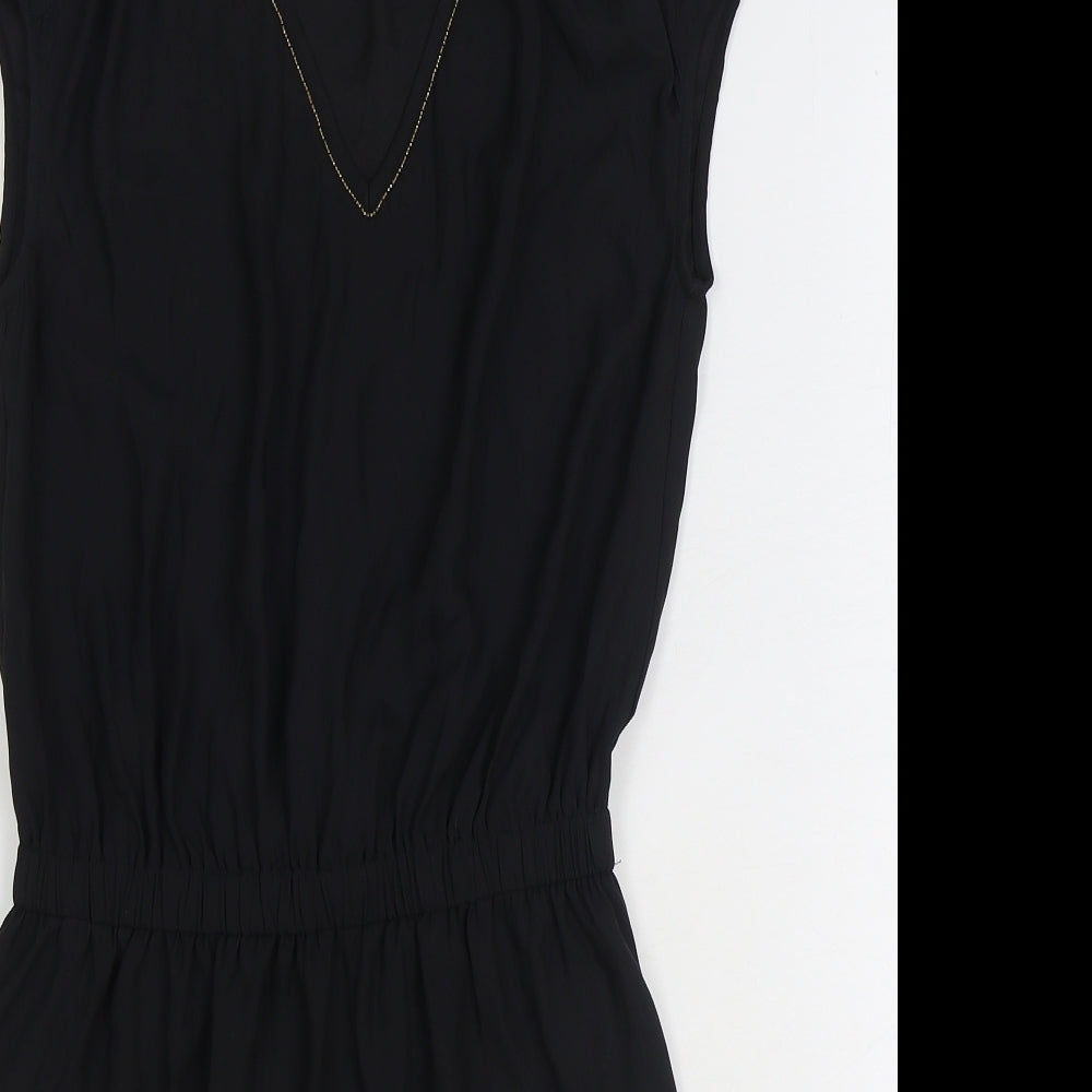 H&M Womens Black Polyester Fit & Flare Size 6 V-Neck Pullover