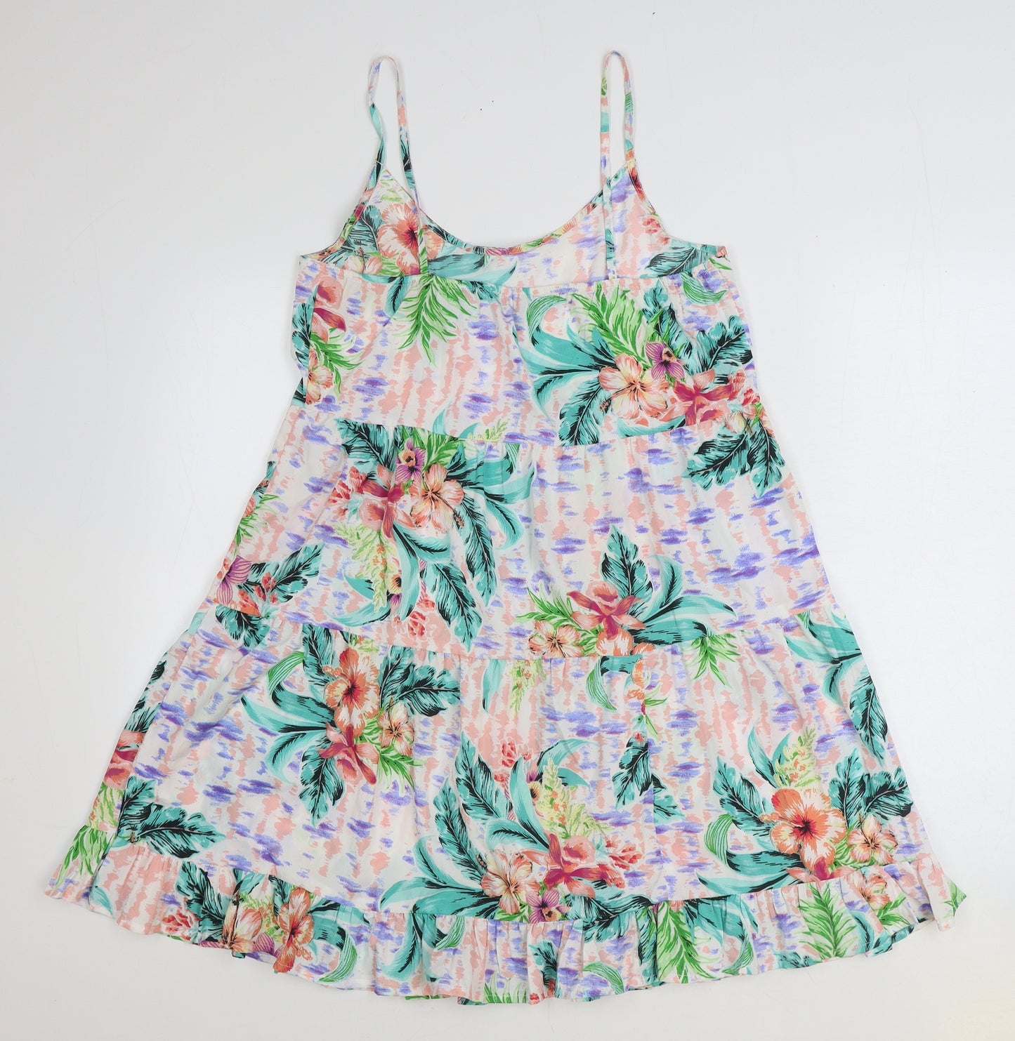 Primark Womens Multicoloured Floral Polyester A-Line Size 12 Scoop Neck Pullover