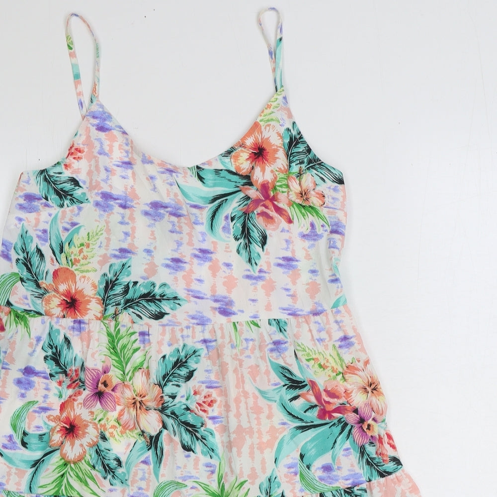 Primark Womens Multicoloured Floral Polyester A-Line Size 12 Scoop Neck Pullover