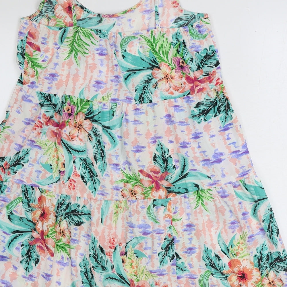 Primark Womens Multicoloured Floral Polyester A-Line Size 12 Scoop Neck Pullover