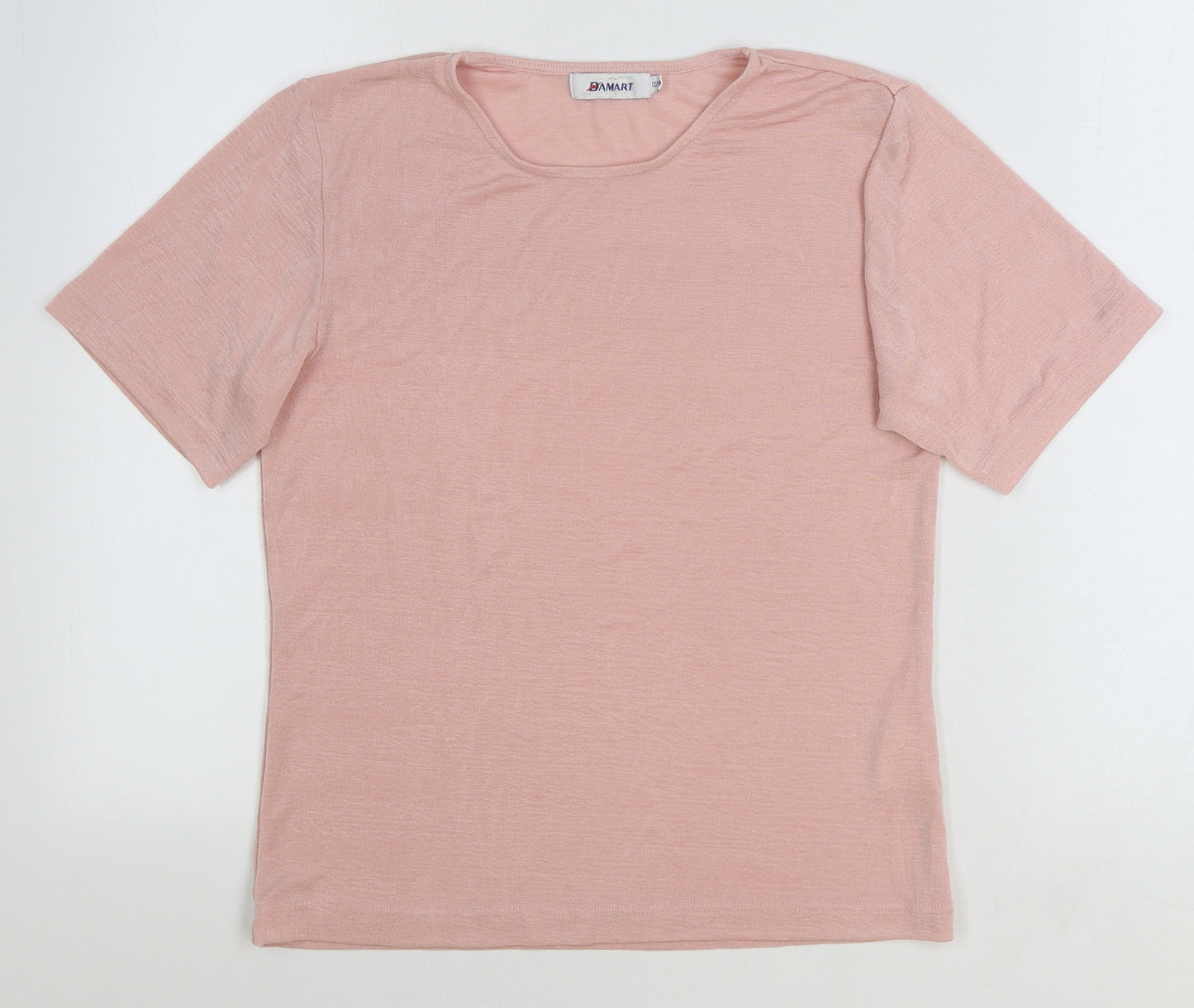 Damart Womens Pink Polyester Basic T-Shirt Size 12 Round Neck - Size 12/14