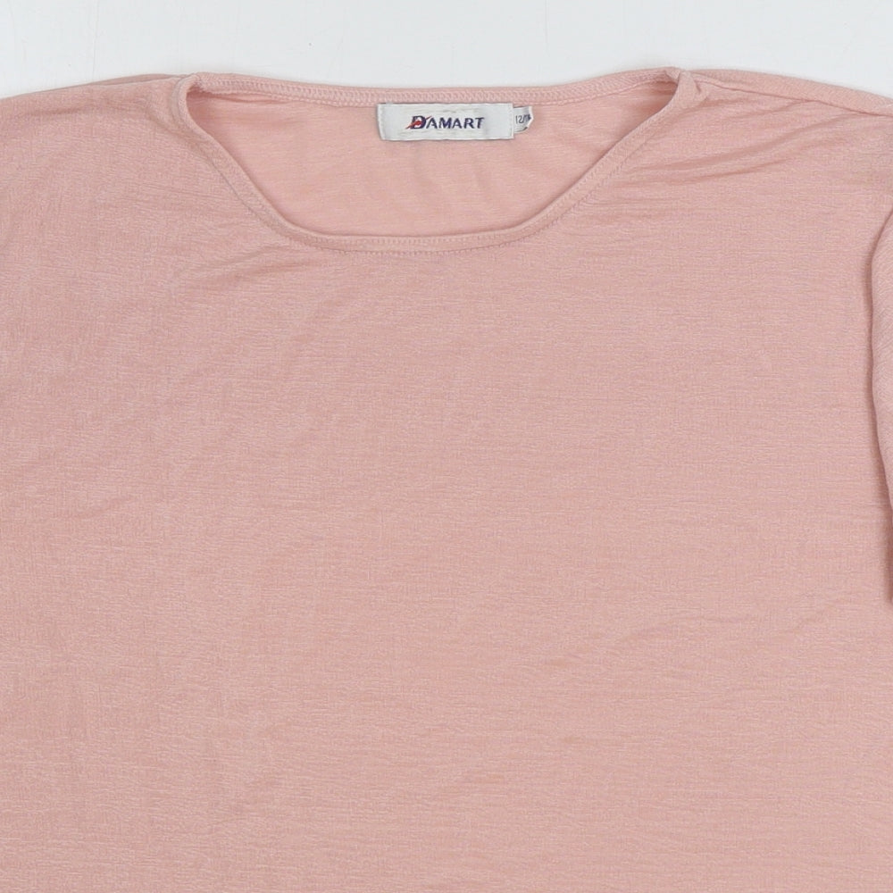 Damart Womens Pink Polyester Basic T-Shirt Size 12 Round Neck - Size 12/14