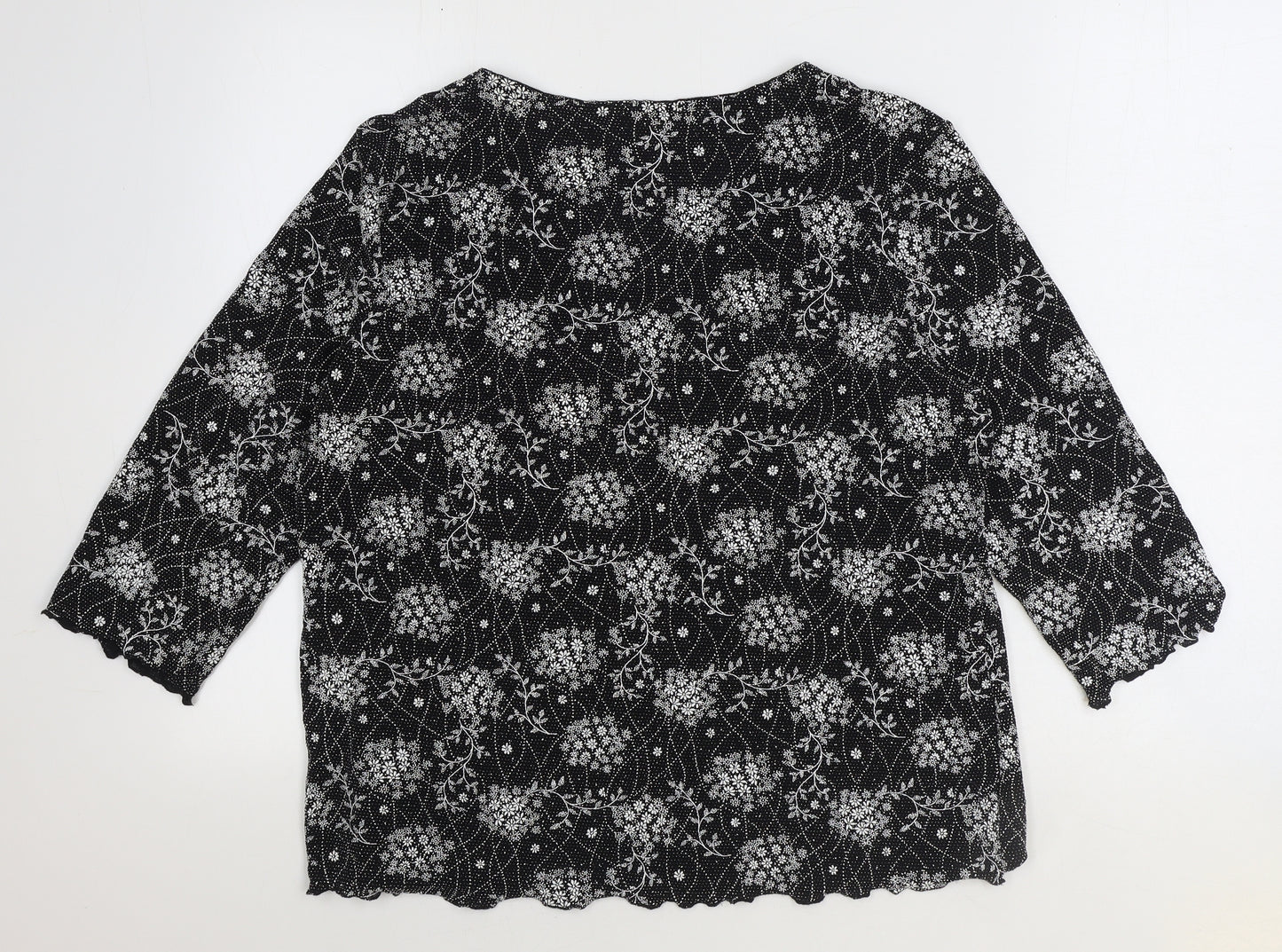 Bonmarché Womens Black Geometric Nylon Basic Blouse Size M V-Neck