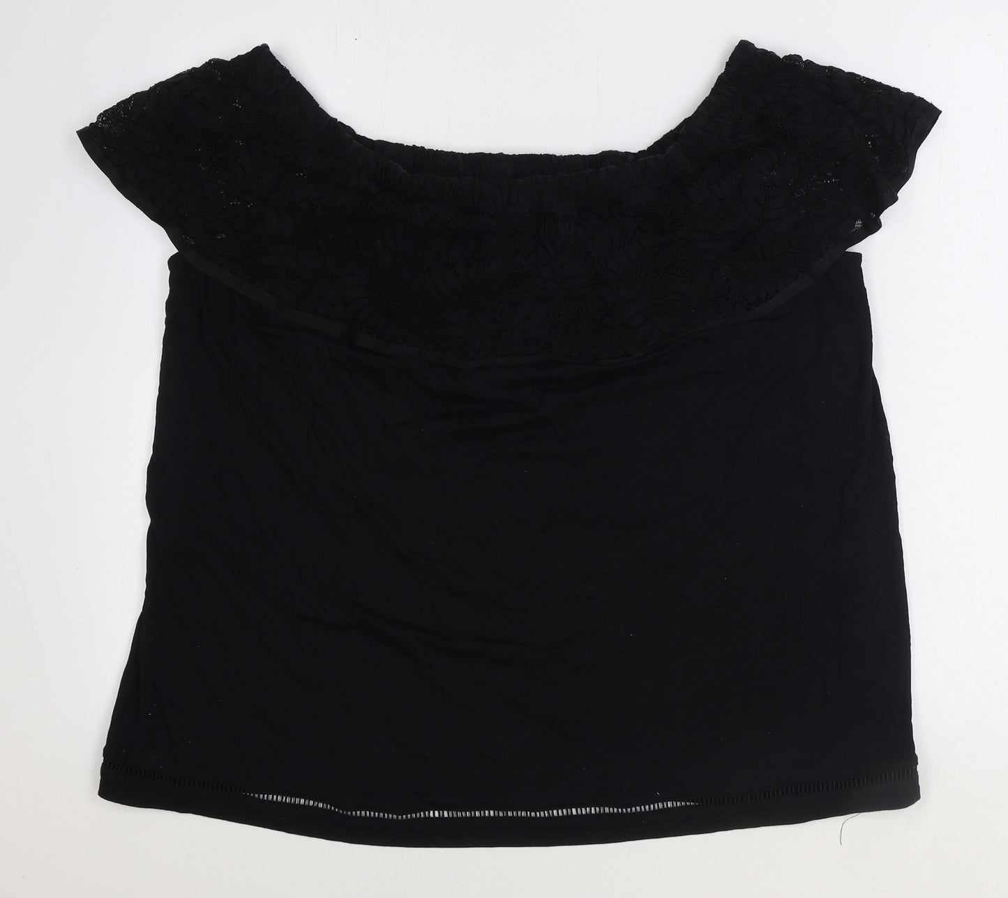 TU Womens Black Viscose Basic T-Shirt Size 20 Round Neck