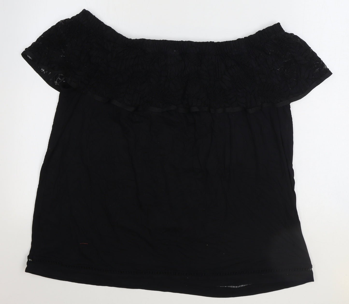 TU Womens Black Viscose Basic T-Shirt Size 20 Round Neck