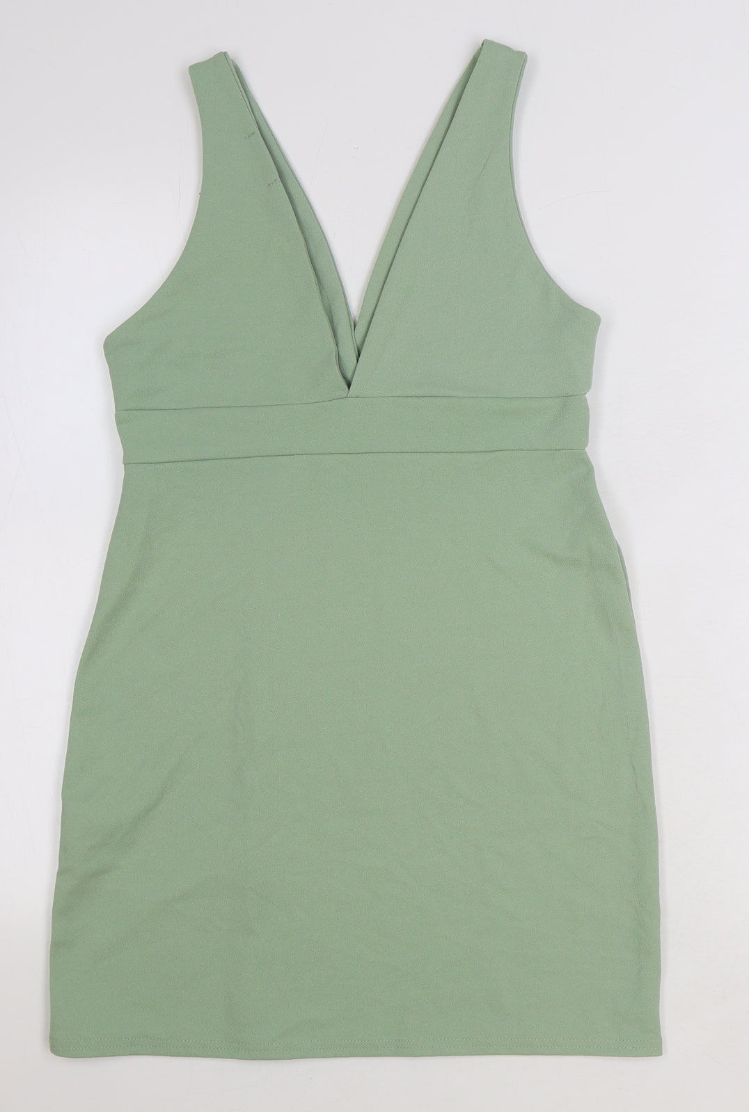 Nasty Gal Womens Green Polyester Mini Size 12 V-Neck Pullover