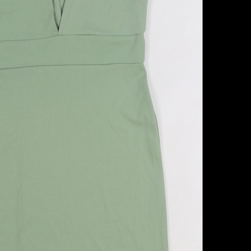 Nasty Gal Womens Green Polyester Mini Size 12 V-Neck Pullover