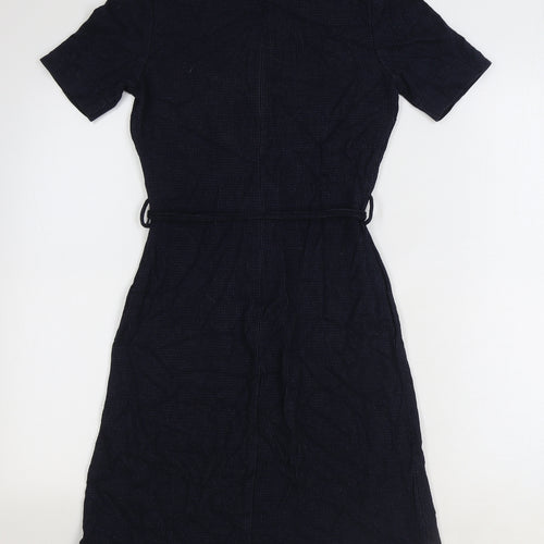 NEXT Womens Blue Viscose Fit & Flare Size 8 Boat Neck Zip