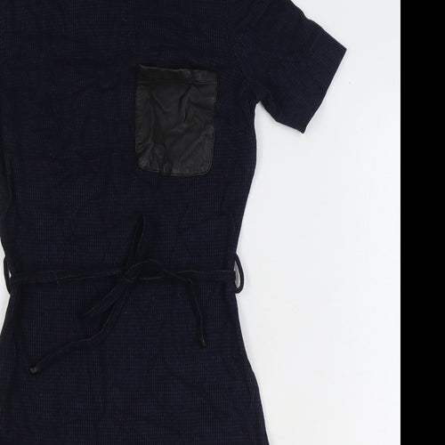 NEXT Womens Blue Viscose Fit & Flare Size 8 Boat Neck Zip