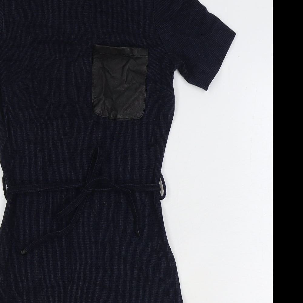 NEXT Womens Blue Viscose Fit & Flare Size 8 Boat Neck Zip