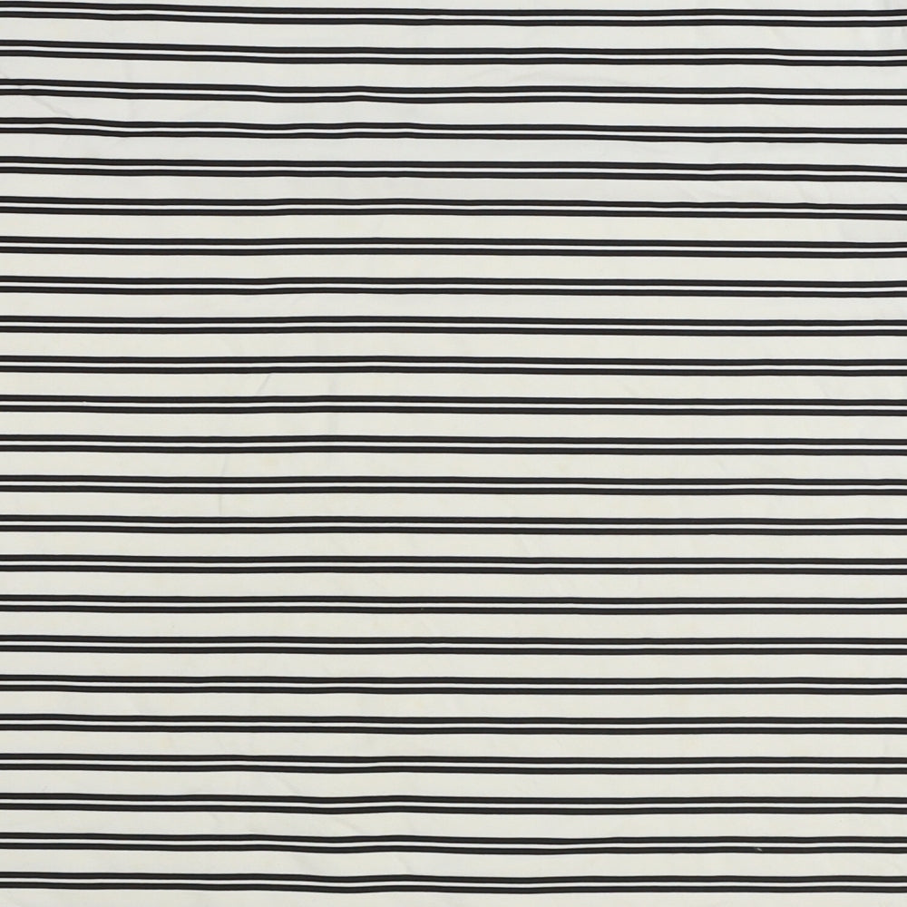 J Taylor Womens Ivory Striped Nylon Basic T-Shirt Size 16 Round Neck