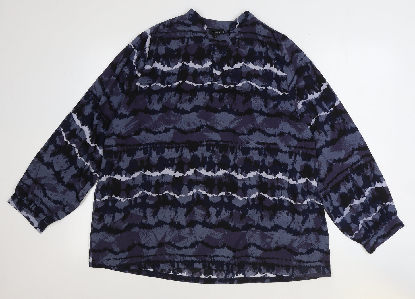 NEXT Womens Blue Geometric Polyester Basic T-Shirt Size 20 Round Neck