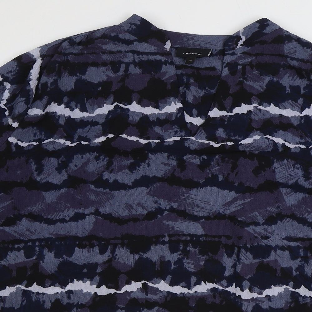 NEXT Womens Blue Geometric Polyester Basic T-Shirt Size 20 Round Neck