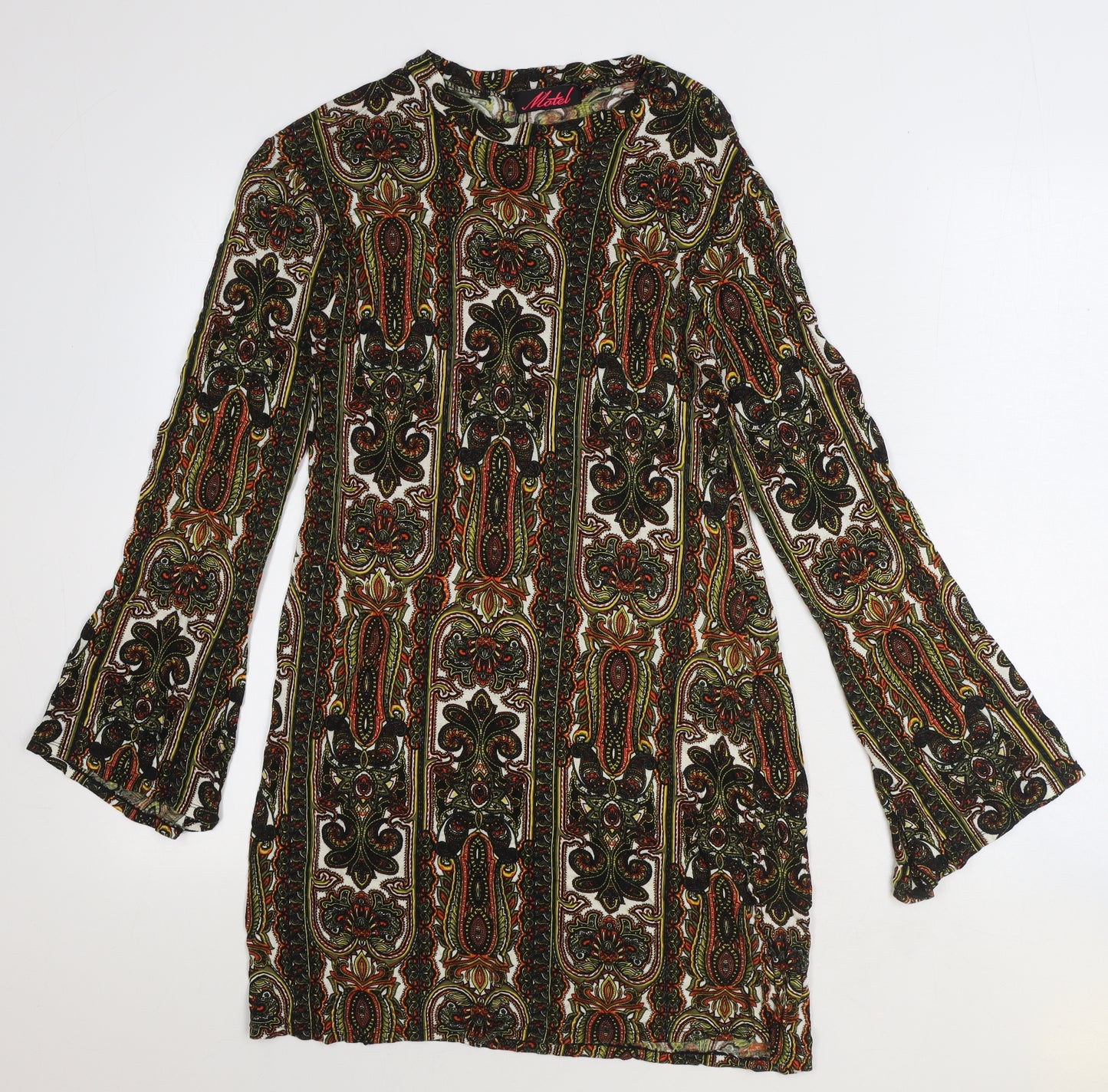 Motel Womens Multicoloured Paisley Viscose Shift Size S Boat Neck Pullover