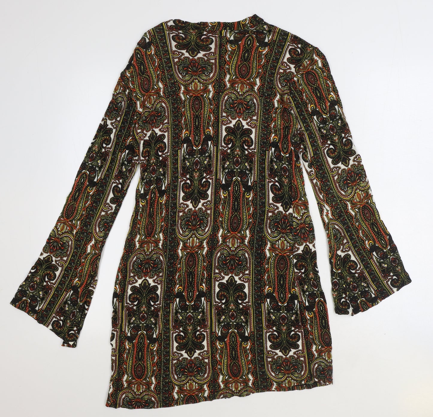 Motel Womens Multicoloured Paisley Viscose Shift Size S Boat Neck Pullover