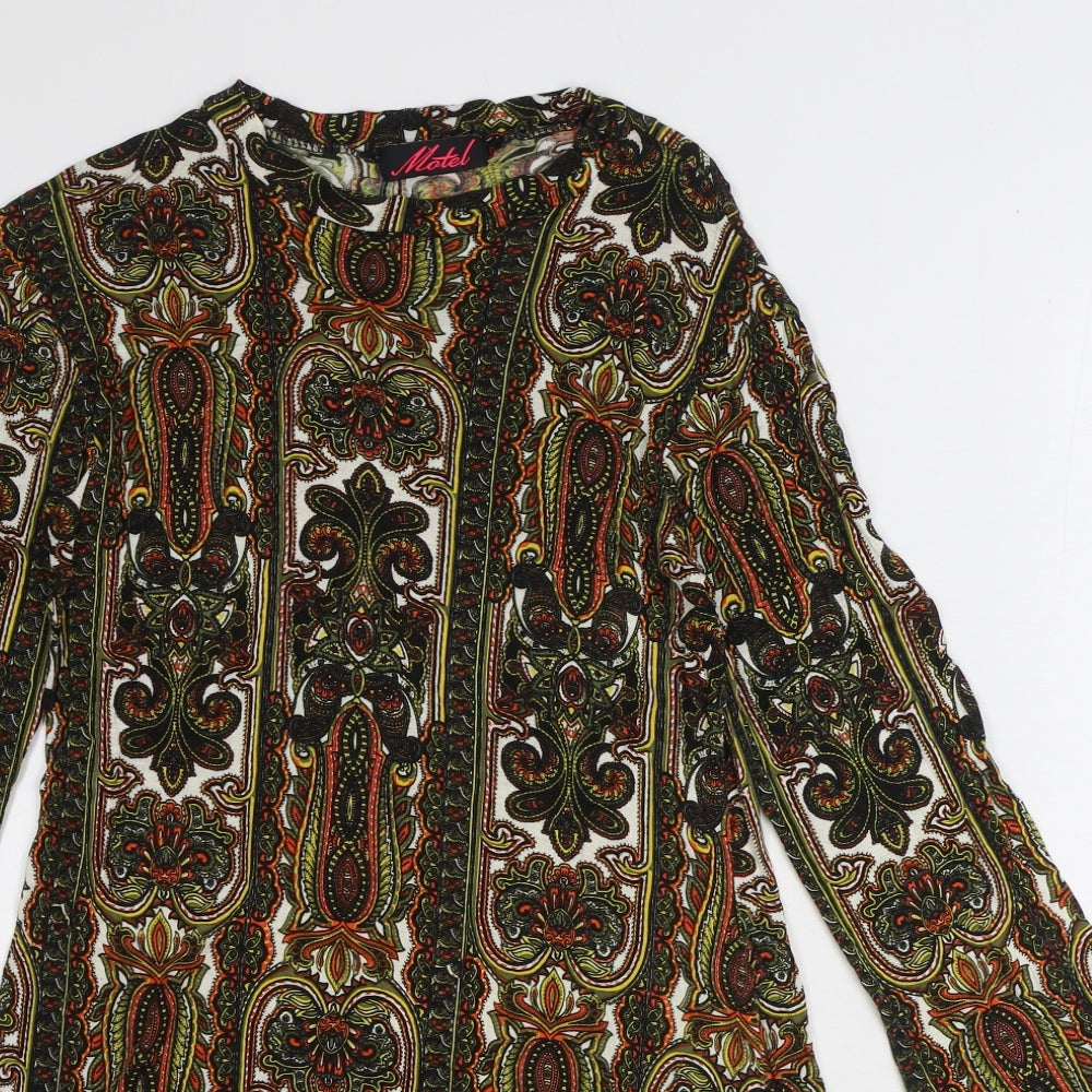 Motel Womens Multicoloured Paisley Viscose Shift Size S Boat Neck Pullover