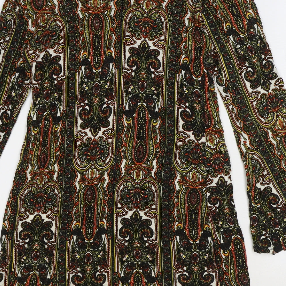 Motel Womens Multicoloured Paisley Viscose Shift Size S Boat Neck Pullover