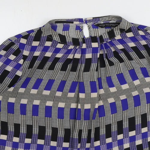 Dorothy Perkins Womens Blue Geometric Polyester Basic Blouse Size 12 Round Neck