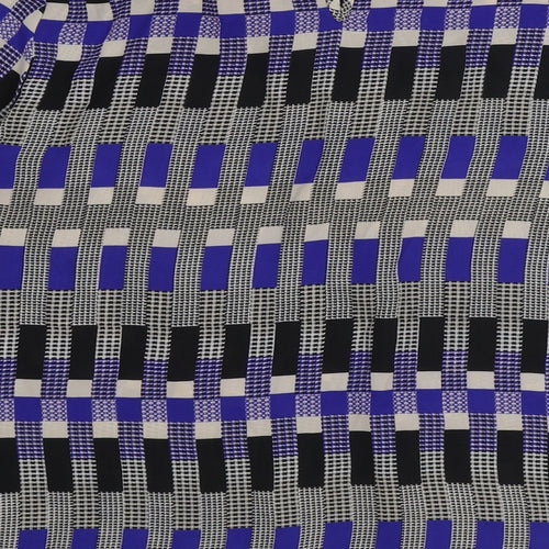 Dorothy Perkins Womens Blue Geometric Polyester Basic Blouse Size 12 Round Neck