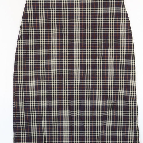 United Colours of Benetton Womens Multicoloured Plaid Viscose Straight & Pencil Skirt Size 12 Zip