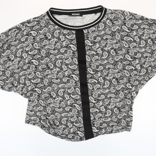Missguided Womens Multicoloured Paisley Viscose Basic Blouse Size 8 Scoop Neck