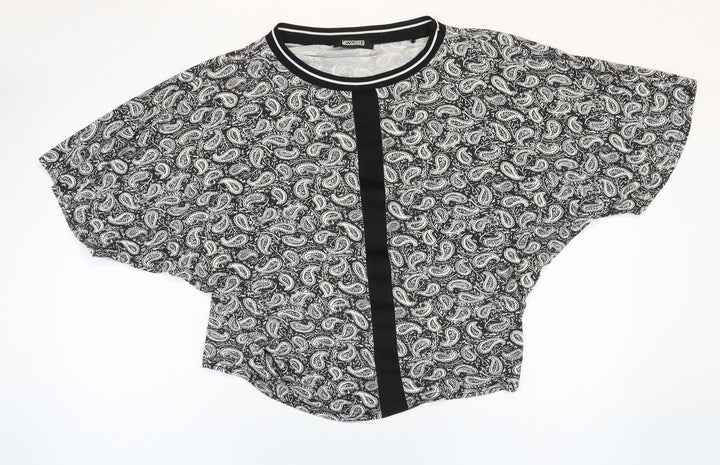 Missguided Womens Multicoloured Paisley Viscose Basic Blouse Size 8 Scoop Neck
