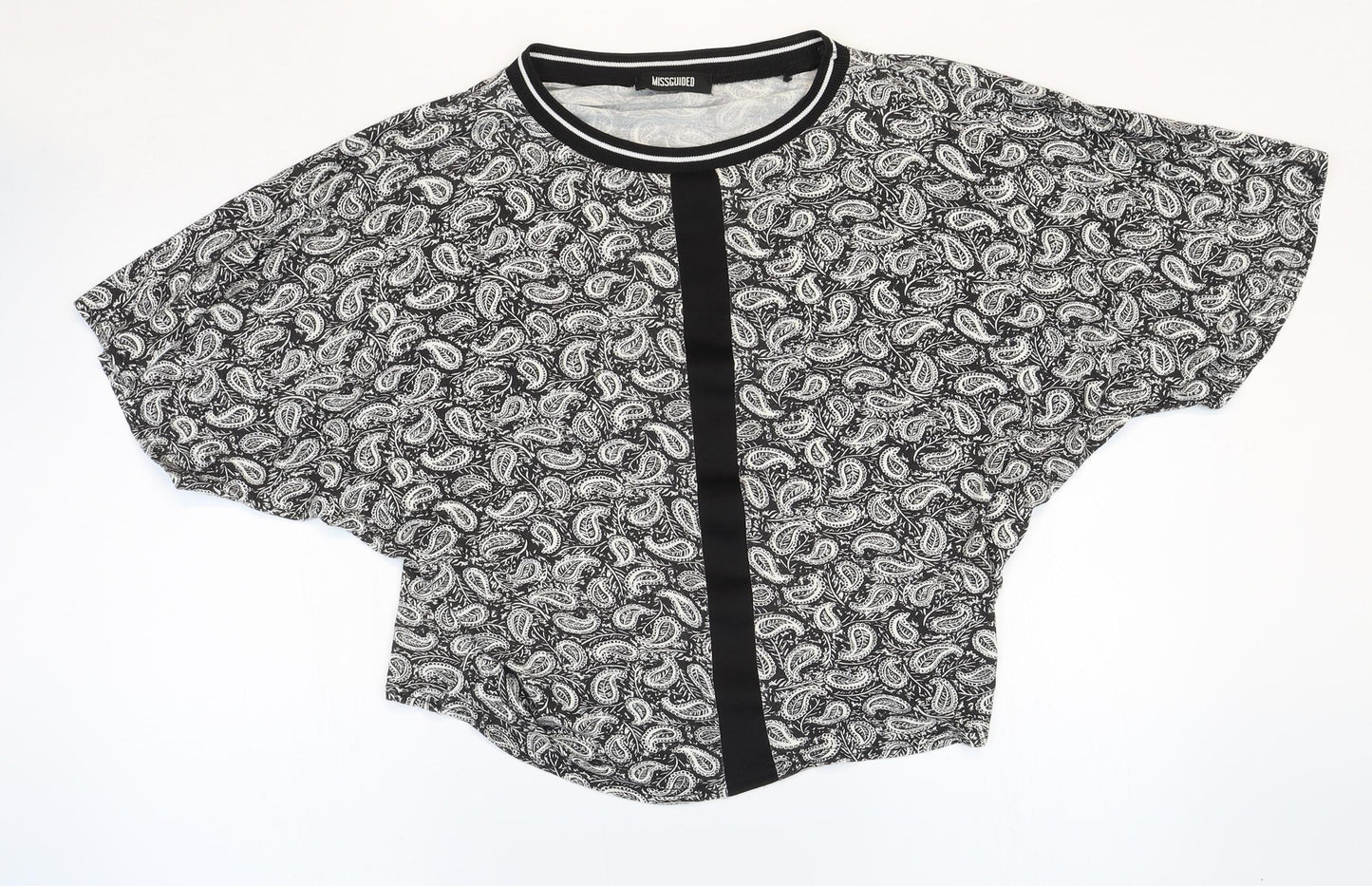 Missguided Womens Multicoloured Paisley Viscose Basic Blouse Size 8 Scoop Neck