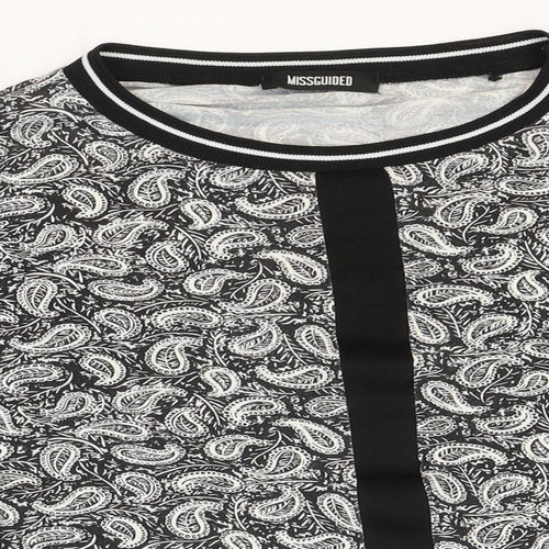 Missguided Womens Multicoloured Paisley Viscose Basic Blouse Size 8 Scoop Neck