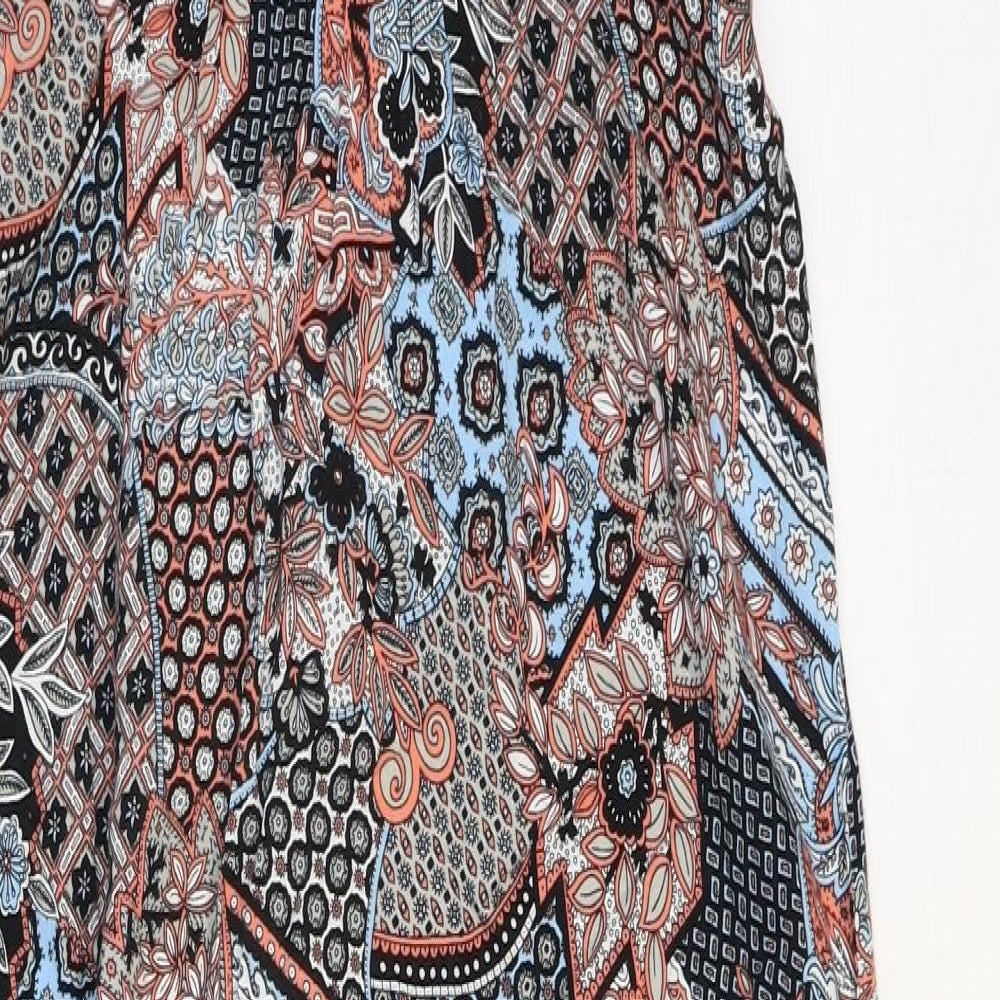Dorothy Perkins Womens Multicoloured Geometric Viscose Maxi Size 12 Boat Neck Button