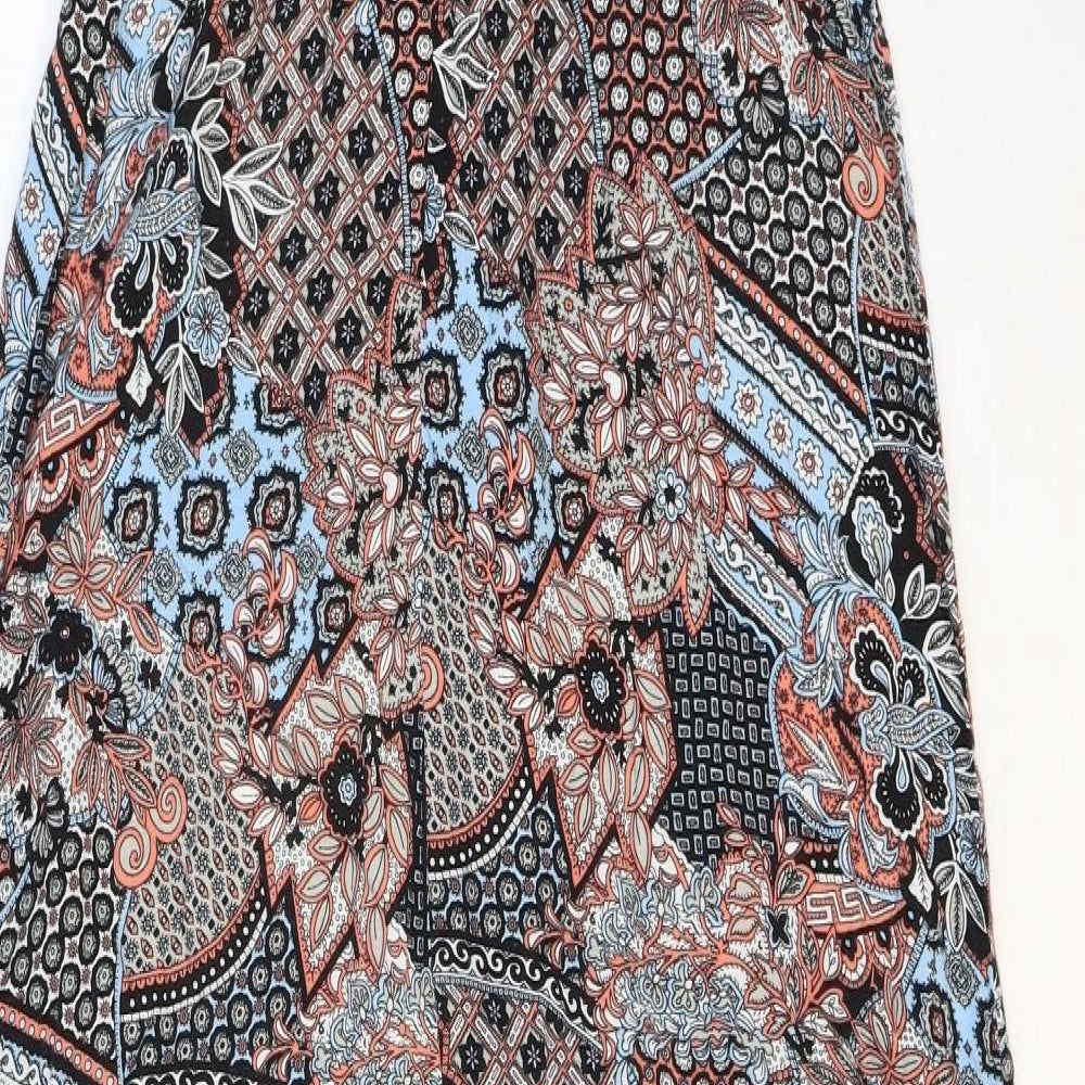 Dorothy Perkins Womens Multicoloured Geometric Viscose Maxi Size 12 Boat Neck Button