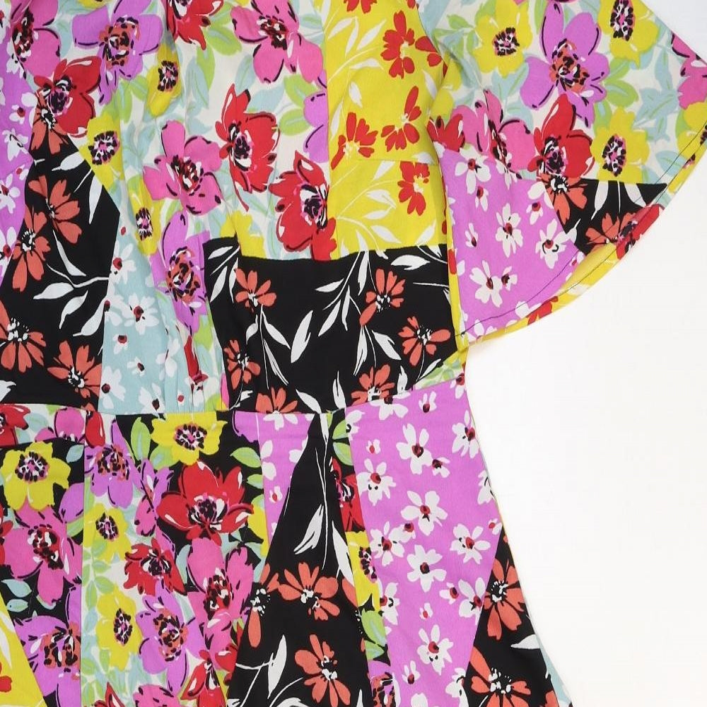 Preworn Womens Multicoloured Floral Polyester A-Line Size 12 Round Neck Zip