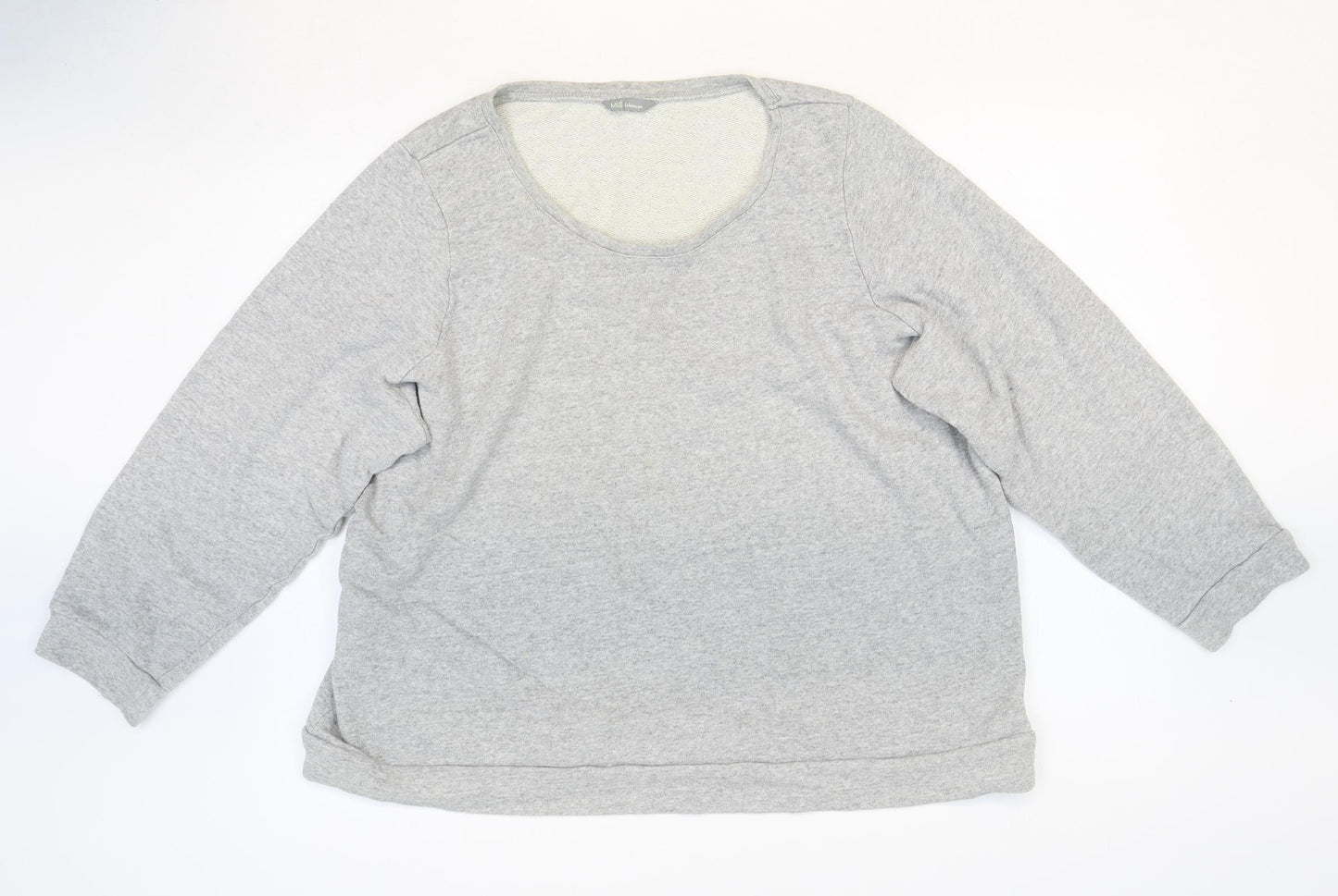 Marks and Spencer Womens Grey Round Neck Cotton Pullover Jumper Size 24