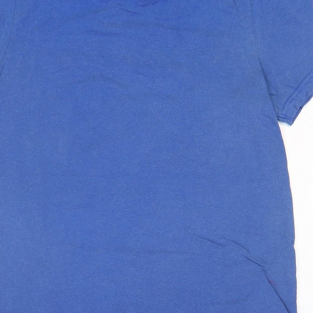 Primark Boys Blue 100% Cotton Basic T-Shirt Size 9-10 Years Round Neck Pullover - Slam Dunk